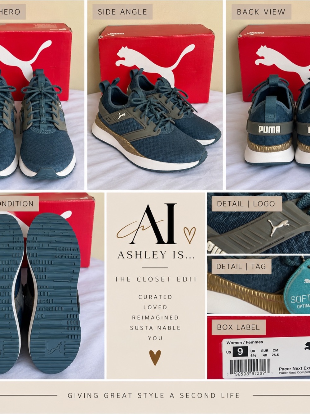Puma Women’s Teal & Gold Running Sneakers